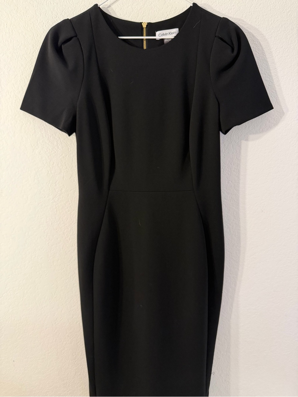 Calvin Klein Black Short-Sleeve Midi Sheath Dress